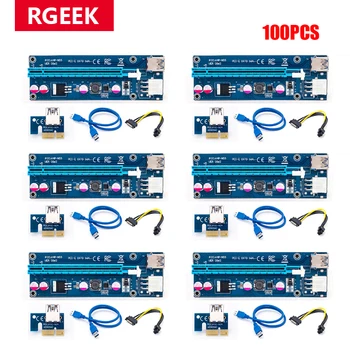 100 KS 006C PCIe 1x až 16x Express Stúpačky Karta, Grafika pci-e stúpačky Extender 60 cm USB 3.0 Kábel SATA do 6Pin Energie pre BTC ťažba