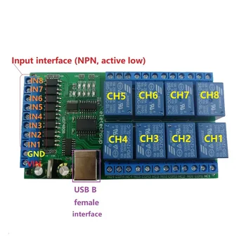 8CH DC 12V 24V USB, sériový Port (Serial Port Relé Opticky Izolované IO Modul UART RS232 Dosky vypínača CH340 Pre PLC WIN10 WIN7 Linux MAX OS