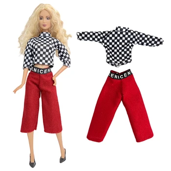 1 Nastavte Doll Oblečenie, Módne Ikony Tričko Červené Nohavice Každodenné Športové Nosenie Príležitostné Oblečenie pre Bábiku Barbie Príslušenstvom Detská Hračka