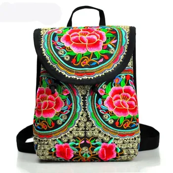 Nové Národné výšivky ženy nakupovanie kryt batohy Krásny kvetinový vyšívané dáma Českého Backrack Top-predaj plátno batoh