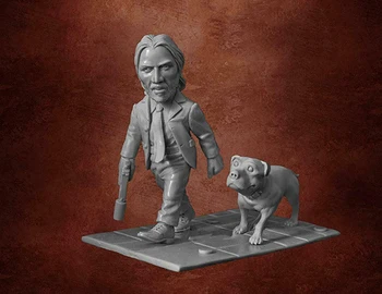 Unassambled 1/32 65mm staroveký človek stojí so psom Živice obrázok miniatúrny model súpravy Nevyfarbené