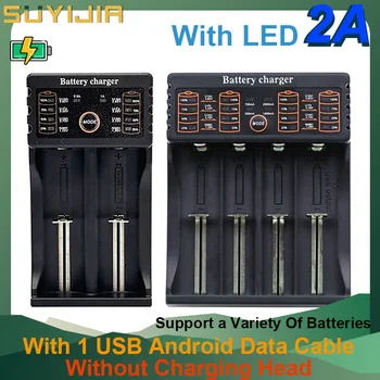 18650 Batérie, USB, Smart Rýchlo Prenosné Lítiové Batérie Nabíjačky 4 slot 2 slot s Indikátor pre 18650 18500 17500 14500