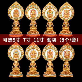 Živica Maľované Domácnosti Osem Ponuky v Prednej časti Buddha Osem Sľubný Symboly Lotus Základná Výzdoba