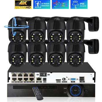 8CH 4K PTZ kamerovým Systémom 8MP Vonkajšie Inteligentné Ľudské Zistené IP Kamera POE obojsmerné Audio CCTV kamerový Set Xmeye
