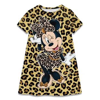 Minnie Myši Šaty Leopard Tlač Vianočné Party Šaty Deti, Dievčatá Narodeninám 2-8Y Deti, Dievčatá Šaty Baby Girl Šaty