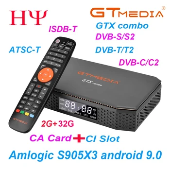 GTMEDIA GTX Combo 8K S905X3 Android 9.0+DVB-S2X/T/T2/C/C2 ATSC-T ISDB-T CA CI Smart TV BOX satelitná tv prijímač Set-Top-Box