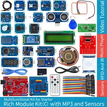 OPEN-SMART Bohaté Snímača Modul Kit C s Atmega328P Rada MP3 RTC NTC LCD IČ Teplota Dotyk Modul Kompatibilný pre Arduino