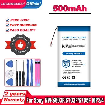 LOSONCOER 500mAh Nové Batérie Pre SONY NW-S603F NW-S703F NW-S705F SK402035PL MP3, MP4,Batérie