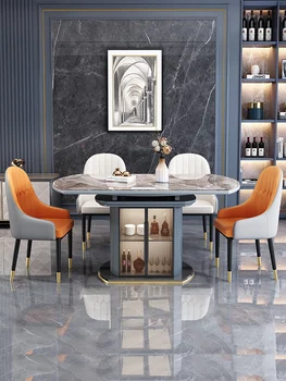Luxusné kameň prírodný mramor tabuľka high-end moderný jednoduchý obdĺžnikový villa taliansky rock doska stola mikrokryštalický kameň
