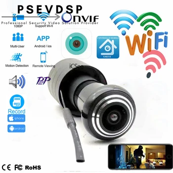 Bezpečnosť 1080P Mini Wifi Dvere Očné Jamky IP Kamera širokouhlý 1.66 mm FishEye Objektív Peephole CCTV Network Audio Fotoaparát P2P