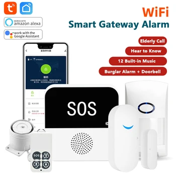 Tuya WiFi Smart Bránou Alarm CF100W Obsahujú Infračervené + senzor Dverí + Diaľkové Ovládanie + Siréna Podpory APP Control