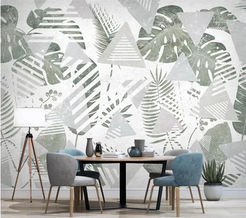 beibehang Vlastnú tapetu 3D Nordic tropických rastlín, listy geometrické línie, TV joj, nástenné maľby obývacia izba dekoratívne