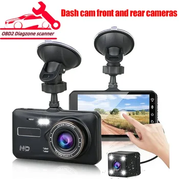 Pomlčka Cam Predné a Zadné Kamera AUTA DVR Car Video Recorder Vozidla Black Box FULL HD 1080P Nočné Videnie Vodiča Nahrávač
