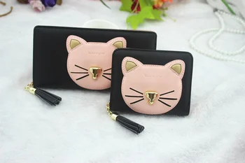 mačka dámske kabelky ženy kreslených mačka tvorivé dlho, peňaženky, kabelky