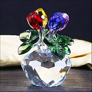Nádherné Crystal Art Ruže Kvet Figúrky Unfading Rose Socha, Ozdoby Na Svadobné Auto Uprednostňuje Domáce Dekorácie Dovolenku Dary
