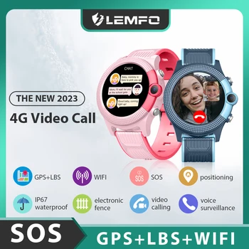 LEMFO 4G Deti Smart Hodinky 2023 videohovor Dieťa Smartwatch GPS, WIFI LBS Hodinky Pre Deti IPX7 Nepremokavé 500Mah Big Batérie